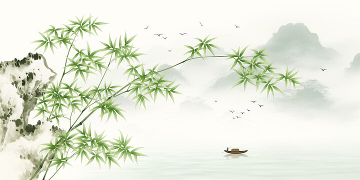 意境山水竹子裝飾畫