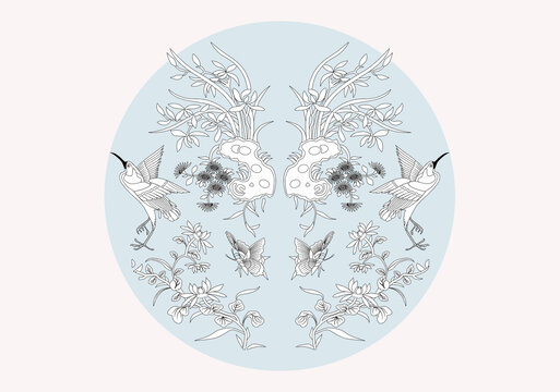 花鳥中式傳統(tǒng)紋樣圖案國(guó)潮紋樣