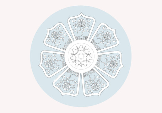 中式傳統(tǒng)古典花卉圓形紋樣圖案國潮紋樣