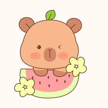 西瓜卡皮巴拉插畫