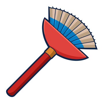 彩色卡通風(fēng)格掃帚插畫(huà)