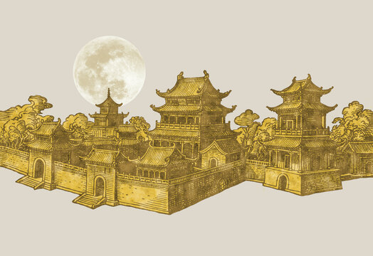 古代建筑描金金箔
