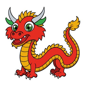 可愛卡通紅色小龍形象