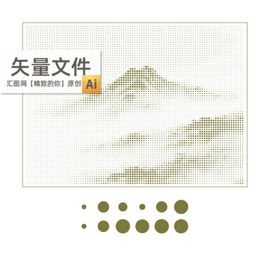 大小圓點(diǎn)水墨山