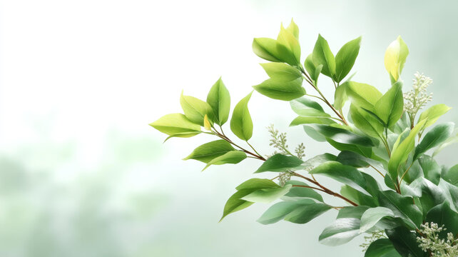 清新綠葉春日自然背景圖