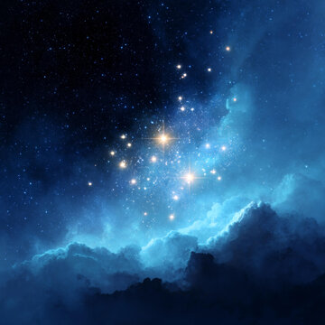星云夜空下的璀璨星辰