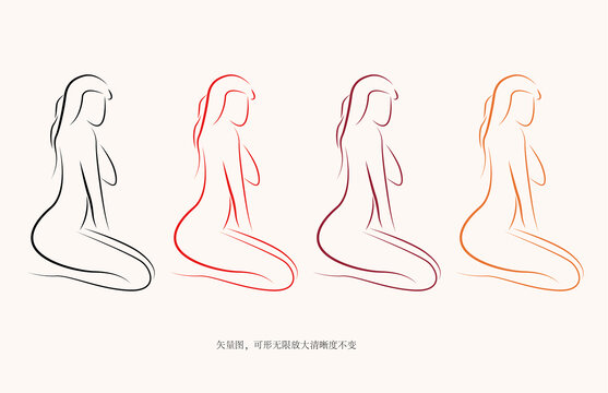美女矢量線條