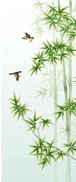 節(jié)節(jié)攀升竹鳥屏風(fēng)背景