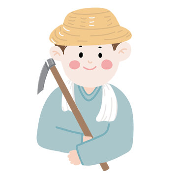 扛著鋤頭的可愛農(nóng)民形象