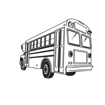 簡(jiǎn)約線條風(fēng)格的校車(chē)圖案