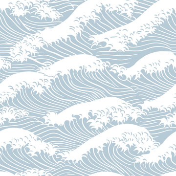 日式海浪紋無縫圖案