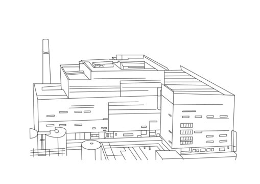 矢量建筑線描