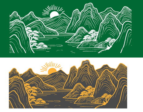 矢量山水元素