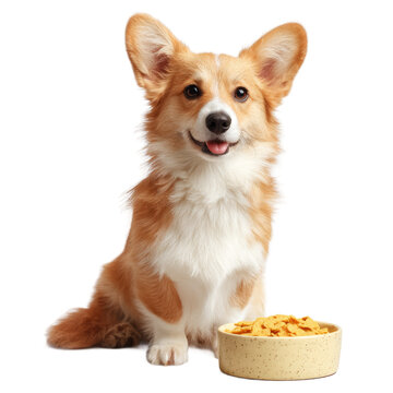 [免摳素材]可愛威爾士柯基犬與食物碗