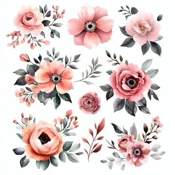 水彩花束組合