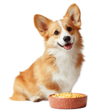 [免摳素材]可愛(ài)威爾士柯基犬與食物碗