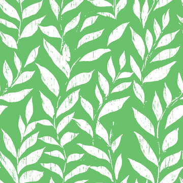 清新綠葉植物無(wú)縫圖案