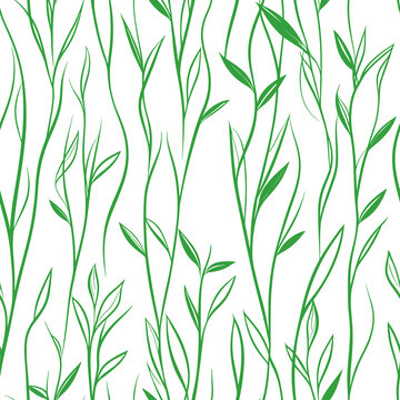 清新綠色植物線條圖案