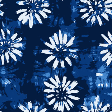 藍(lán)白花卉抽象圖案素材