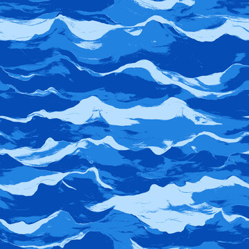 藍(lán)色手繪風(fēng)格海浪紋理圖案