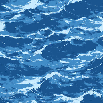 藍(lán)色手繪風(fēng)海洋波浪圖案