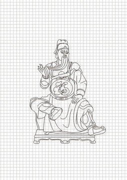 關(guān)羽黑白線稿