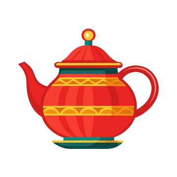 紅色精美卡通風格茶壺
