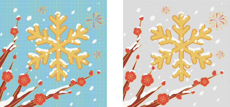 雪花紅梅節(jié)慶裝飾圖案