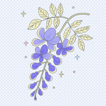 夢幻紫色花卉枝葉插畫