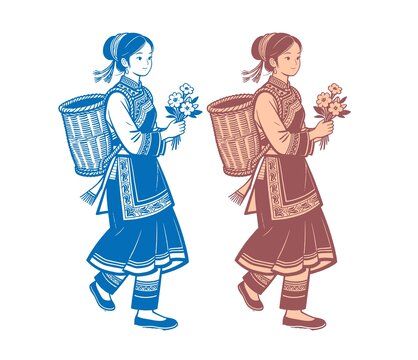 苗族姑娘插畫