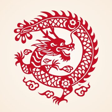 傳統(tǒng)中式剪紙風格龍圖案