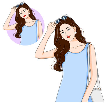 時(shí)尚長發(fā)美女的優(yōu)雅姿態(tài)