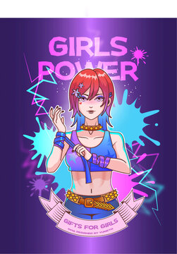 甜酷女孩潮流插畫