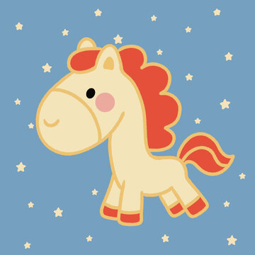 可愛卡通小馬插畫