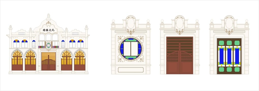 騎樓矢量建筑