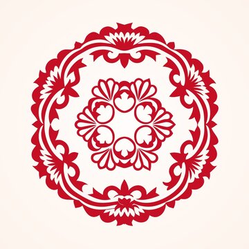 中式傳統(tǒng)紅色圓形花紋圖案