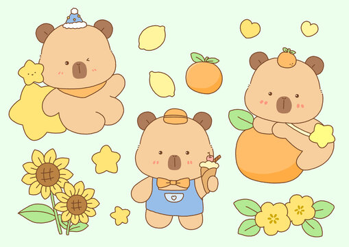 卡皮巴拉可愛插畫