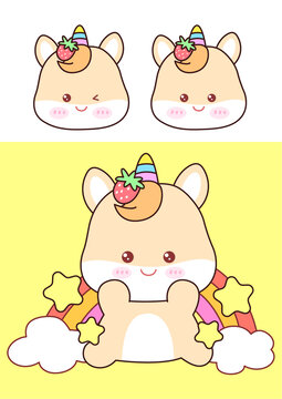 可愛卡通馬插畫