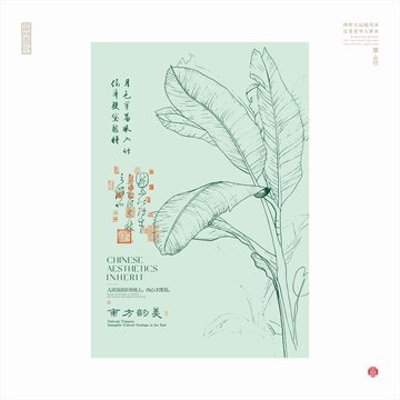 中式風(fēng)芭蕉葉藝術(shù)插畫(huà)