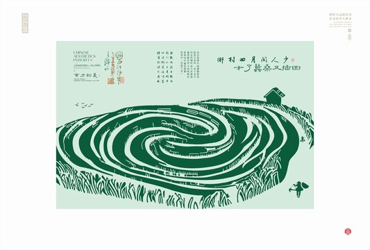田園詩意之鄉(xiāng)村插秧圖景
