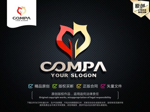 原創(chuàng)心形盾牌企業(yè)標志設(shè)計