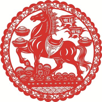 紅色剪紙馬