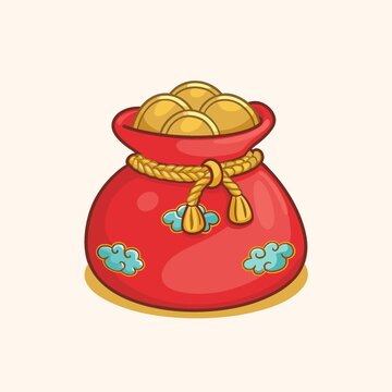喜慶紅袋裝滿金元寶