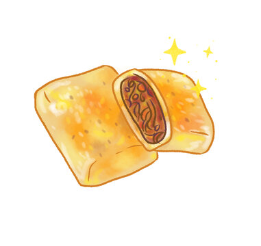 新疆烤包子手繪插畫