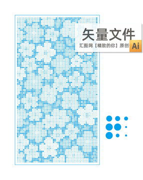 藍(lán)白點(diǎn)狀花朵矢量圖案