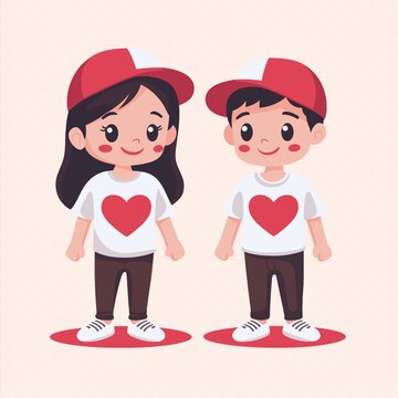 戴帽穿愛心衣的可愛孩童