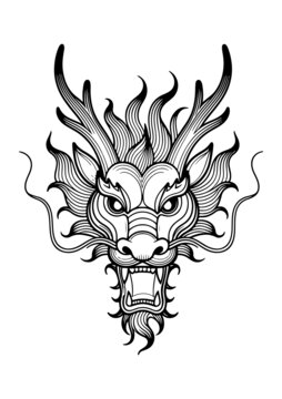 中式傳統(tǒng)龍首黑白圖案