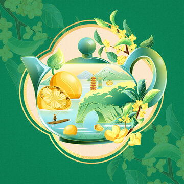 桂林地標(biāo)插畫