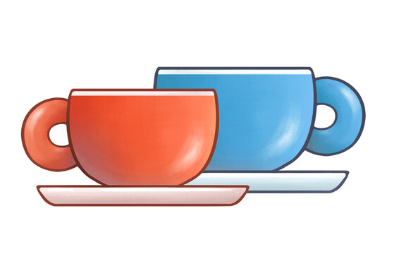 雙色咖啡杯插畫