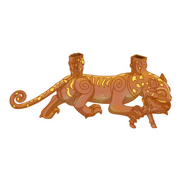 錯(cuò)金銀銅虎噬鹿屏風(fēng)座